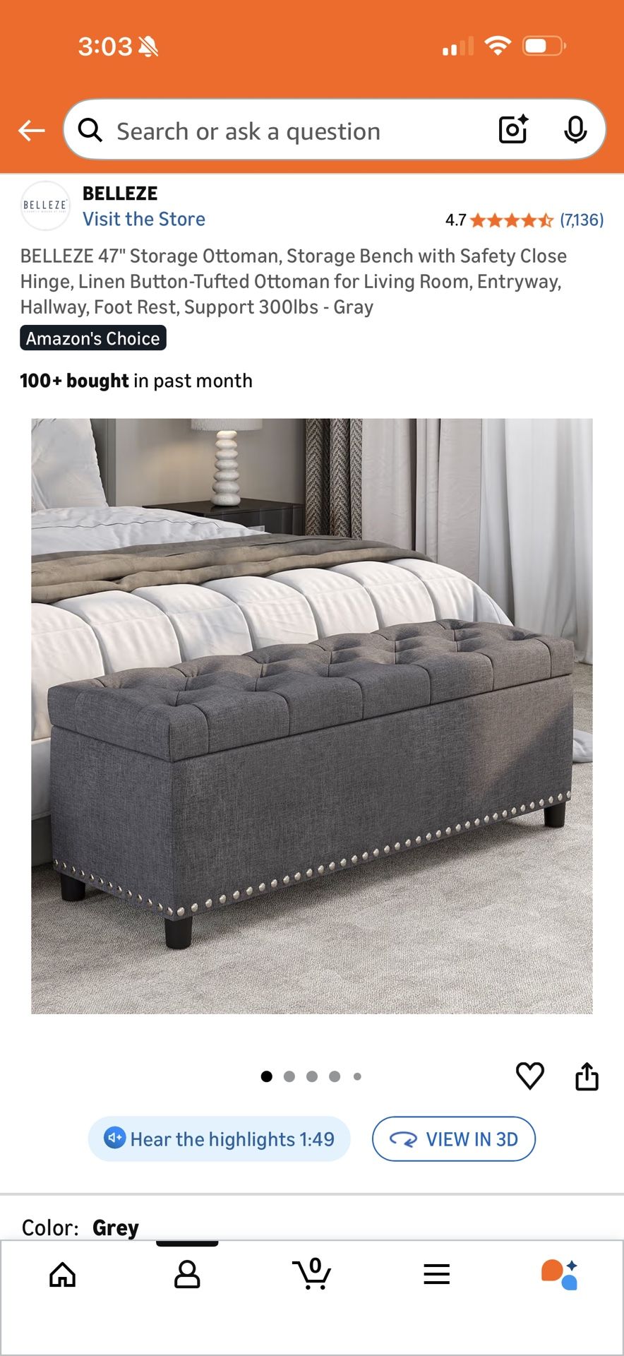 Belleze Storage Bench