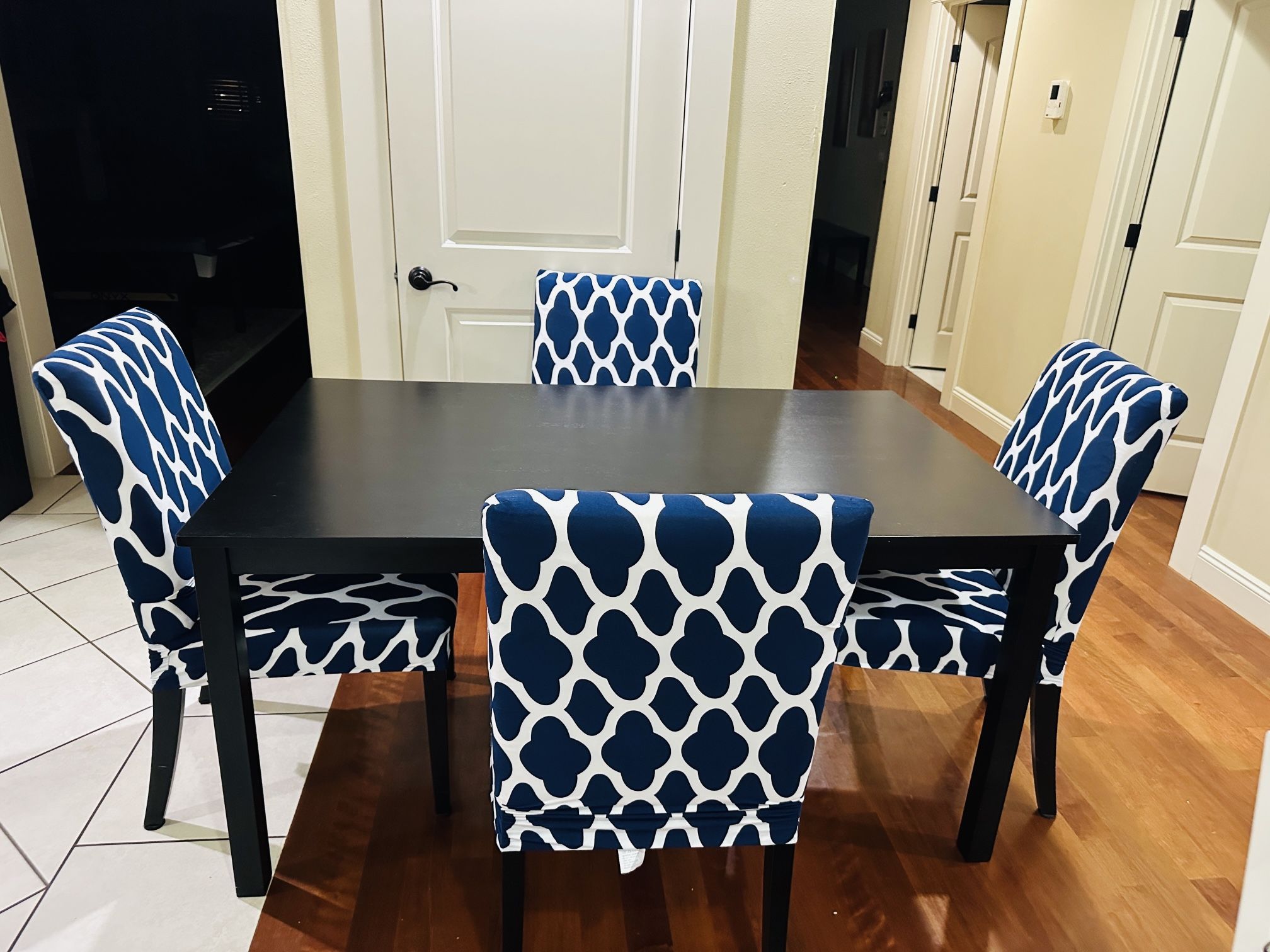Solid Dining Table and 4 Upholstery Chairs