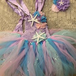 Mermaid Tutu Dress With Matching Head Piece 