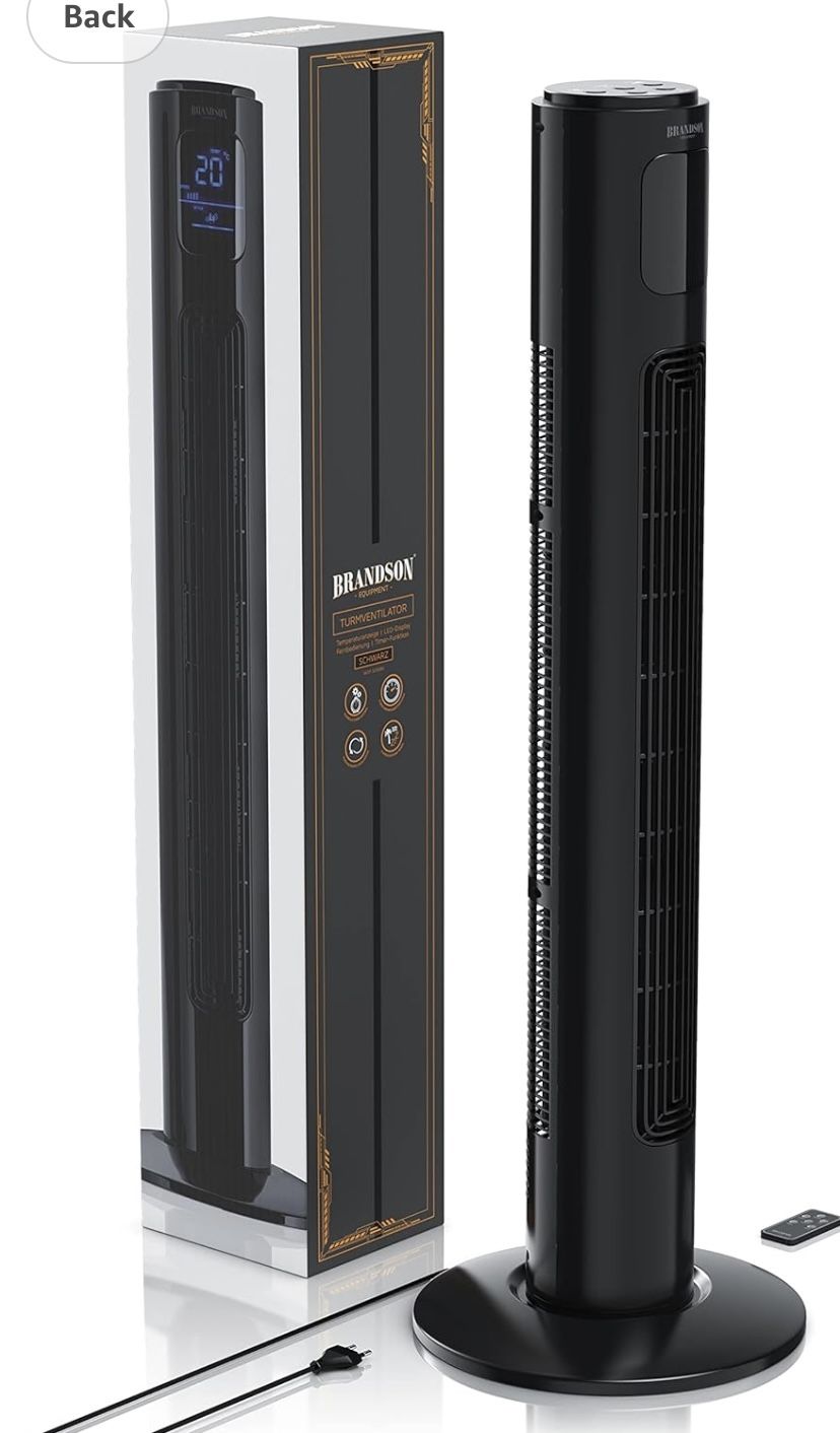 Brandson Tower Fan with Remote Control 96 cm - 3 Speed Levels Voltage Range 220-240v