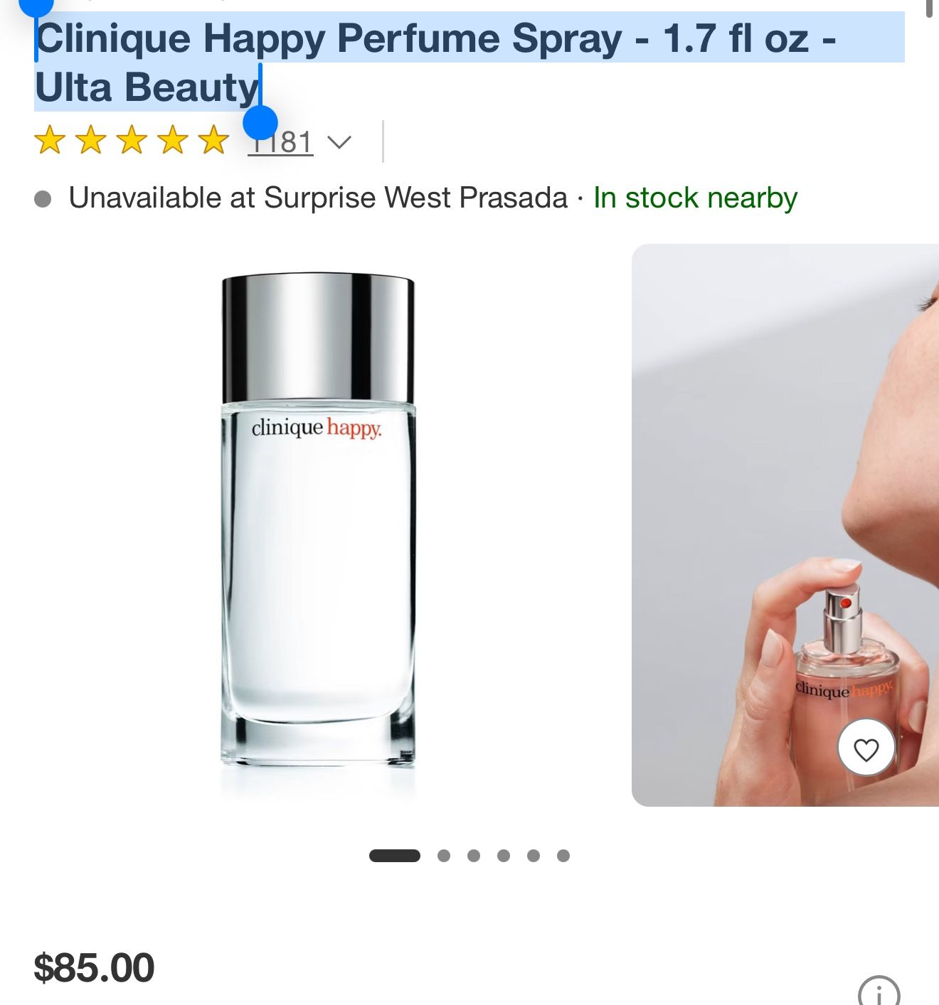 Clinique Happy Perfume Spray - 1.7 fl oz - Ulta Beauty