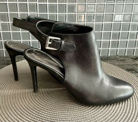 Ralph Lauren Black Leather Slingback Booties W 6.5B