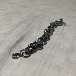Mens Silver Japanese Dragon Necklace 