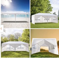 10 X 20 White Party Tent Gazebo Canopy w/ And 6 Removable Sidewalls