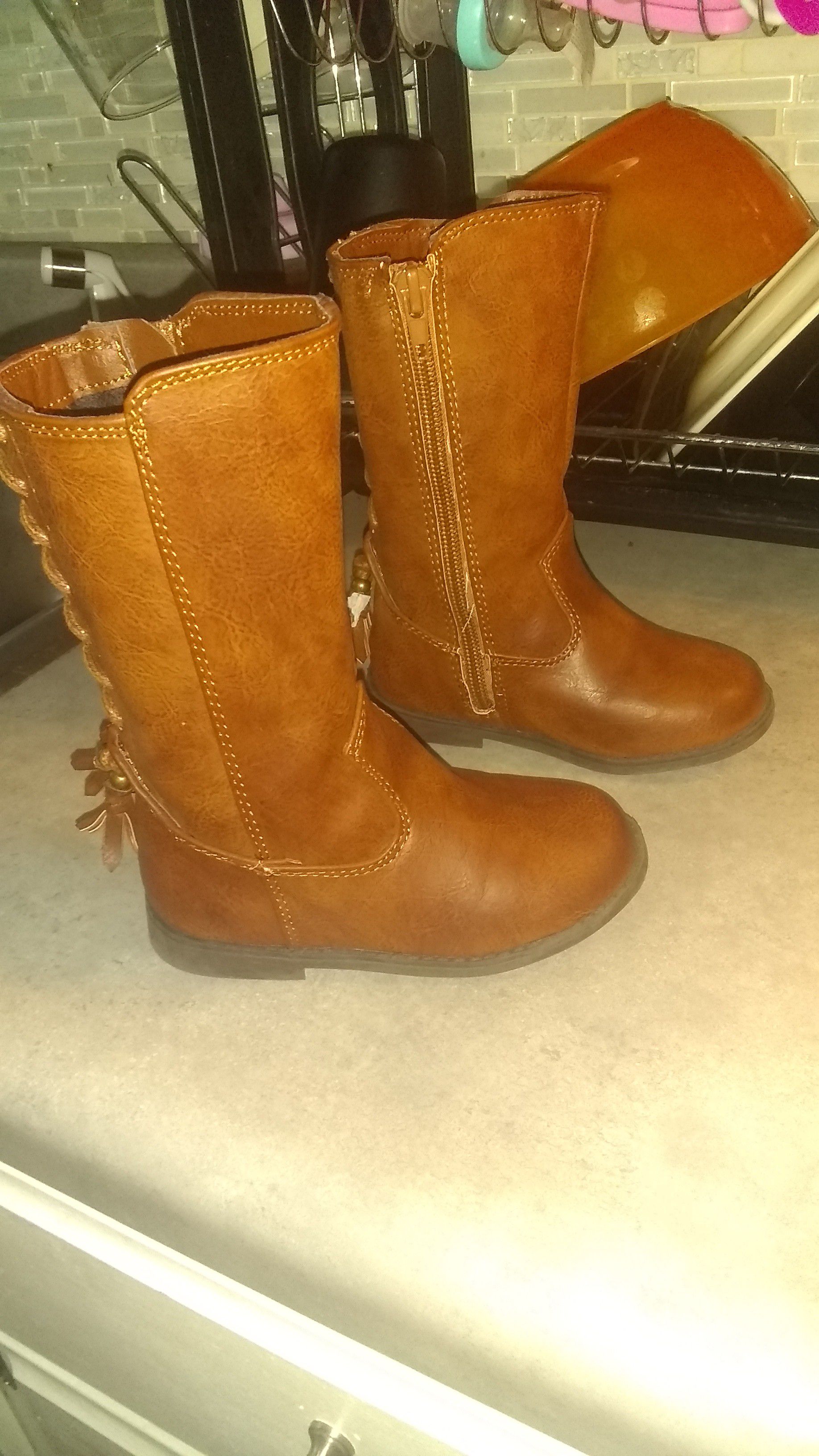 Brand New brown boots with tassels size 7t girls