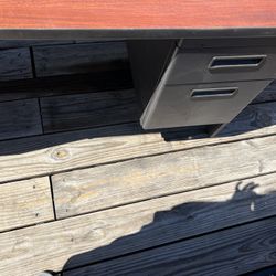 Heavy Wood And Metal Computer Desk 