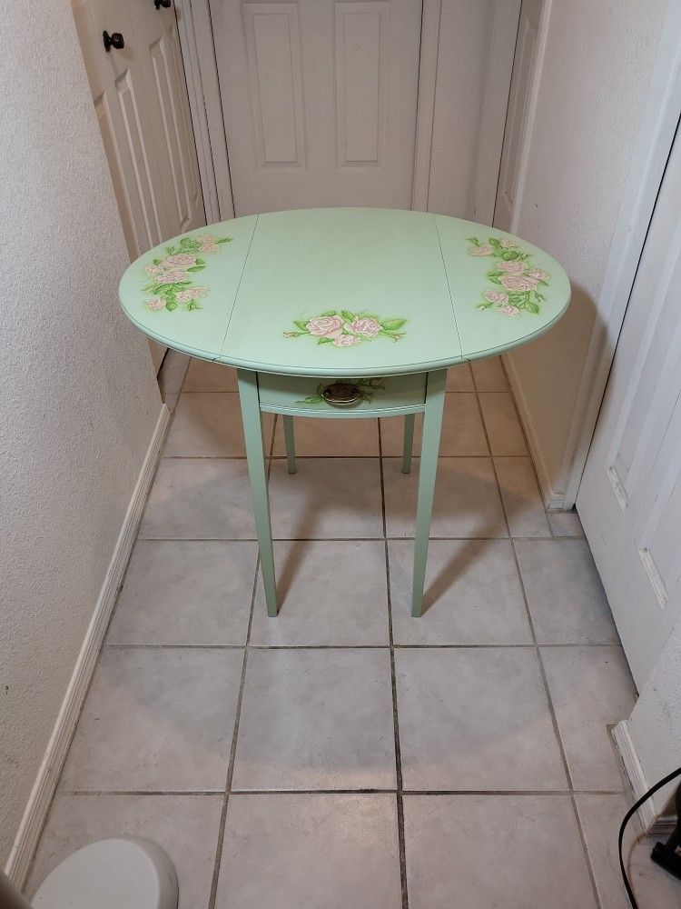 Antique Drop Leaf Mahogany Table W/ Drawer Made By FERGUSON