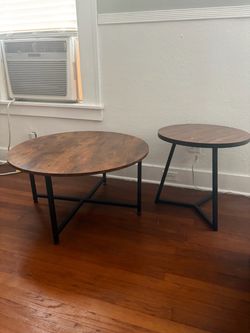 Set of two wooden style side tables