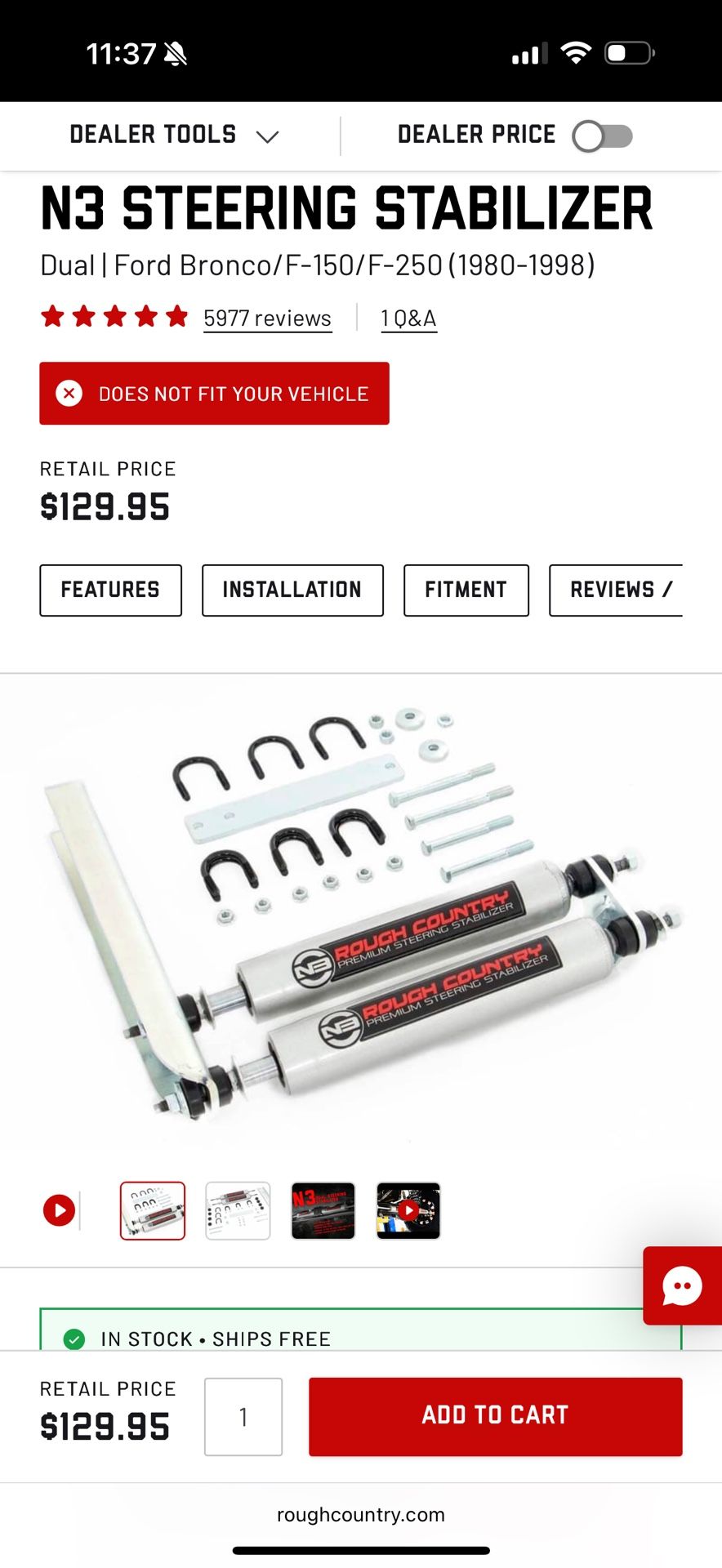 N3 Steering Stabilizer Dual | Ford Bronco/F-150/F-250 (1980-1998)