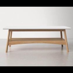 Madison Park Rectangular Wood Coffee Table With Solid Wood Frame Mid century