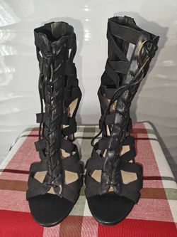 Aldo Black Lace-Up Gladiator Stiletto Heels