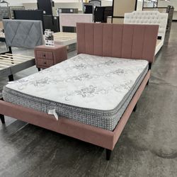 New Full Bed Frame With Mattress 