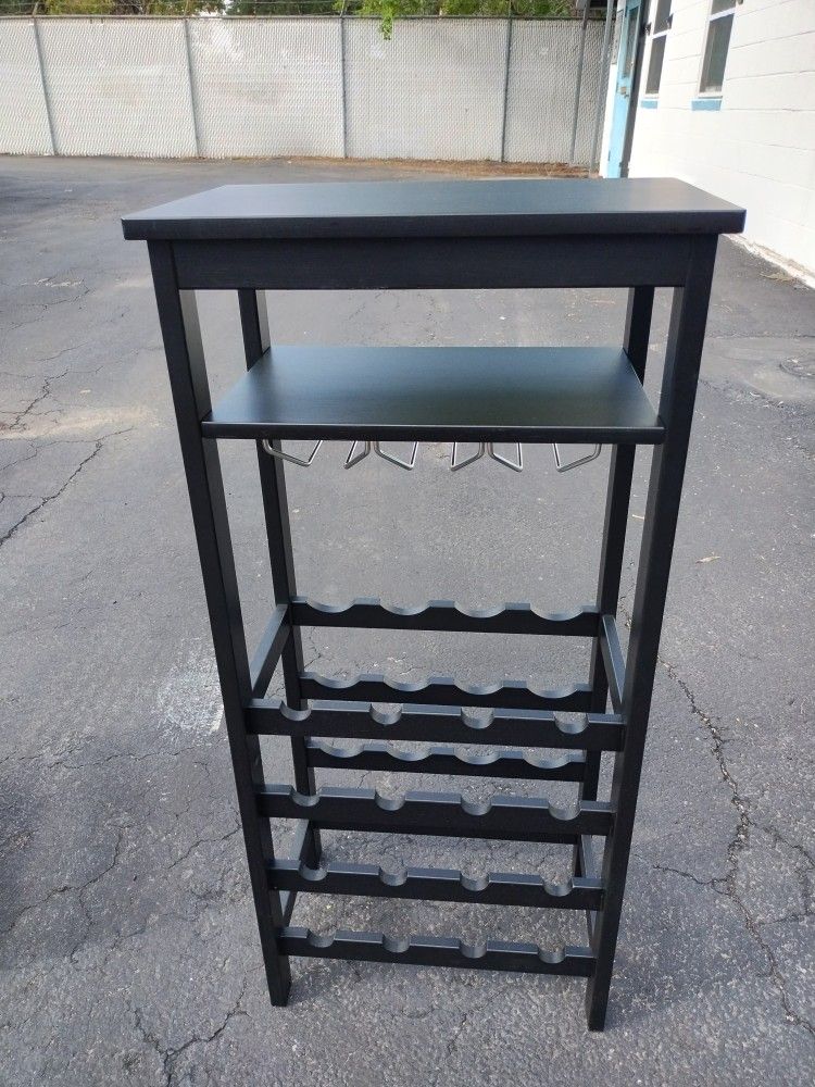 Bamboo Wine Rack, Free Standing Wine Display Shelves with Glass Holder Rack, Open Shelf & 16 Bottles Holder, Wobble-Free Wine Bottle Organizer Shelf,