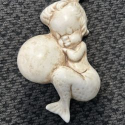 Vintage Small 5” Mermaid Plaster Wall Hanging