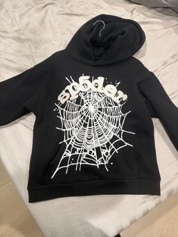 Sp5der Black Hoodie White Web Graphic
