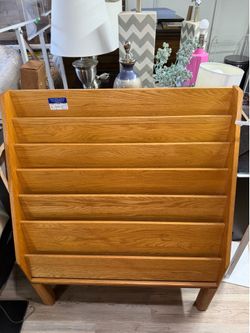 Vintage-Style Oak Book &amp; Magazine Display Rack