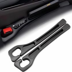 Car Seat Gap Filler Set of 2, Soft Foam Multifunctional Seat Side Gap Filler with Organizer & Hook Function, 3in1 Gap Stopper Universal Fit Car SUV Tr