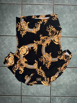 Black and Gold Baroque Print Pants