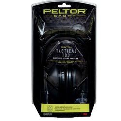 Peltor Sport Tactical 100 Electronic Hearing Protector Earmuff, NRR 22 dB, Black brand new in box
