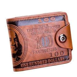 Men's Wallets With US Dollar Pattern Wallet Male Leather Wallet Photo Card Holde