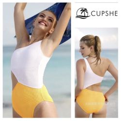 NEW!  Cupshe Women's Candy Rain One Shoulder One-Piece Swimsuit Bathing Suit (M)
