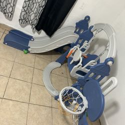 Slide, Swing, Soccer/basketball Hoop Set For Toddlers