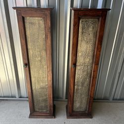 Vintage Tin Front Bookend Cabinets 