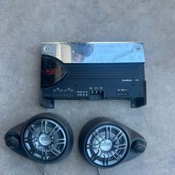 Rockford Fosgate P4004 Amp And Two Polk Audio Door Speakers 