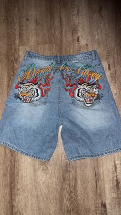 Tiger embroidered denim jeans