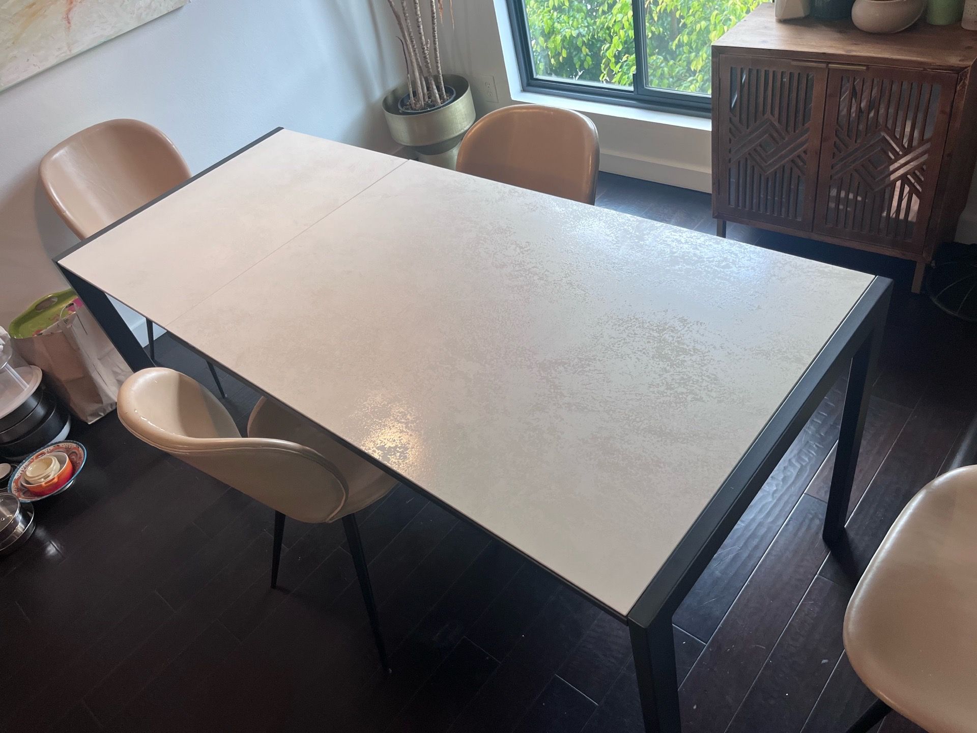 Room & Board Opla Ceramic Extension Dining Table + 4 Chairs