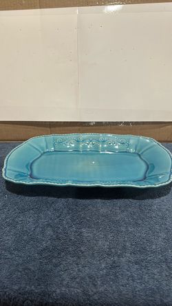 Turquoise Ceramic Serving Platter.