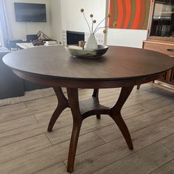 MCM MID CENTURY FORMICA AND WALNUT DINING ROOM TABLE (2 Leaves, 3 Configurations) 