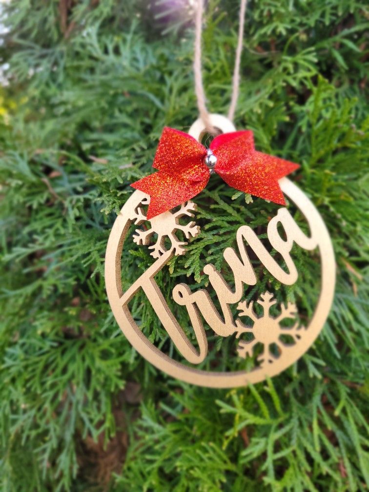 Personalized Ornaments Green Or Red Bow