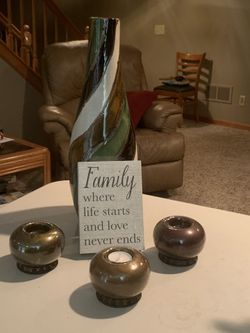 Tall Vase with 3 Candle Holders