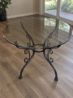 Round Glass Top Wrought Iron Dining Table