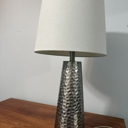 360 Lighting Silver Leaf 25 3/4" Hammered Metal Cylinder Table Lamp