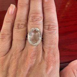 Sterling silver and clear quartz ring