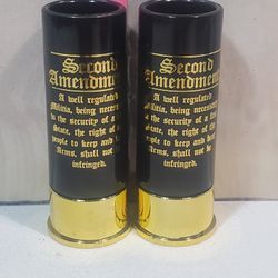 @CHV.  #34.  SHOTGLASS SHOT GLASS SET OF 2 IN SHAPE OF 12 GAUGE BLANK  SECOND AMENDMENT 