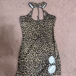 New Med leopard cheetah mini dress y2k goth gothic bodycon stretchy emo clubbing