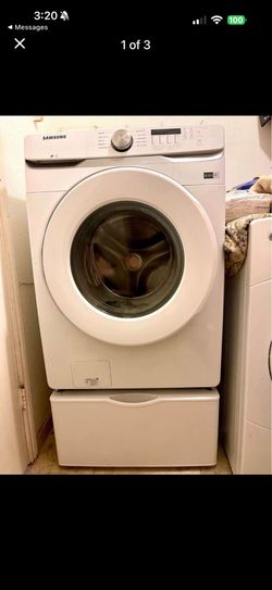 Samsung Front Load Washer with Pedestal and GE Dryer, like new. All 3= Set