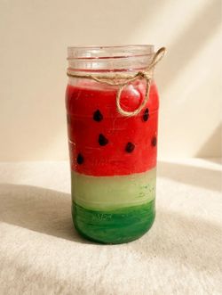 Watermelon Layered Candle in Mason Jar