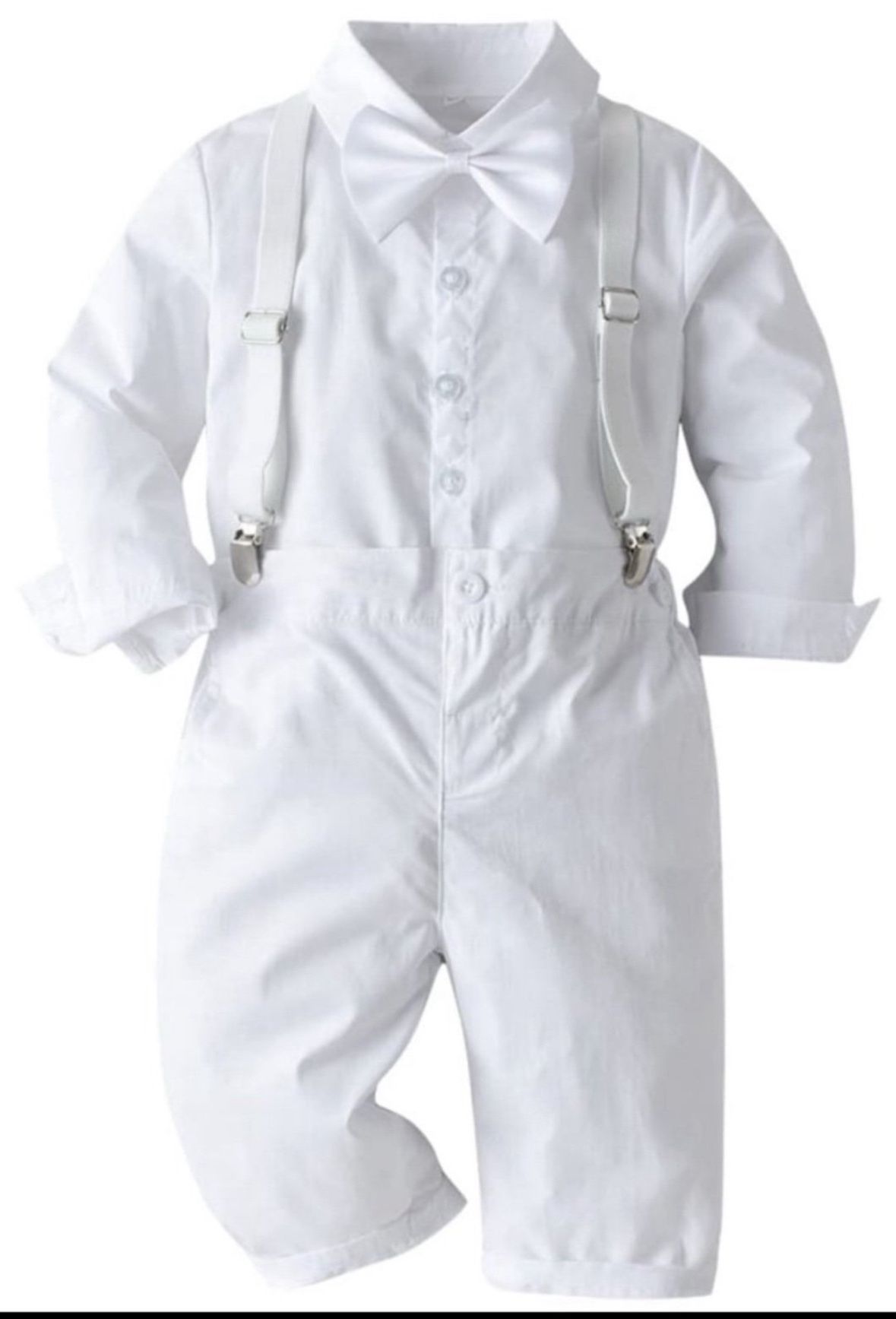 Baptism Christening Outfits For Boys Baby Clothes Sets Toddler Boy Outfit Gentleman Suits 3pcs Striped Bow Tie Shirts Suspenders Pants Birthday Formal