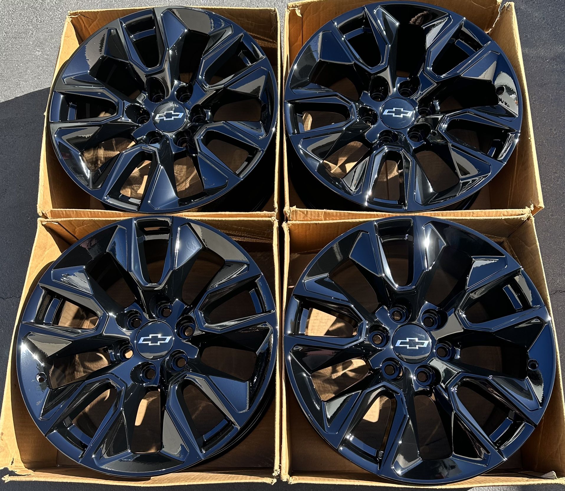 20" Chevy Silverado Tahoe Factory Wheels Rims Gloss Black New Powder Coat Exchange Only