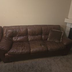Real Leather  Couch and Love Seat 