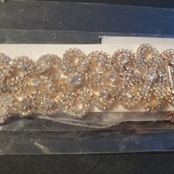 Rose Gold Crystal Sash Belt Formal Bridal Bridesmaid Accessory
