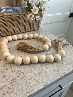 Decorative Wood Bead Garland with Tassels $10