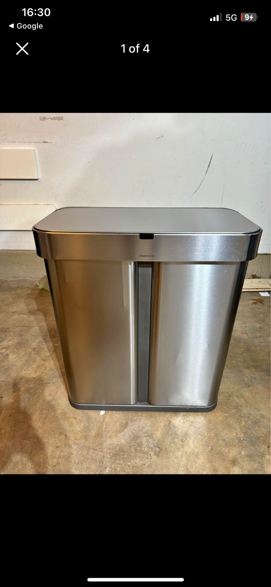 Simplehuman 58L Dual Compartment Sensor And Voice Activated Trash Can