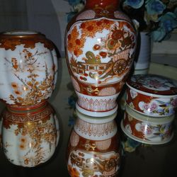 (3) For One Price 1 Vintage Porcelain Vase, 1 Imari ware , 1 Trinket Porcelain Box