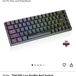 Ollyn DURGOD TGK200 Wireless Mechanical Gaming Keyboard,60% Low Profile Bluetooth Keyboard with Kailh Choc Switch, 68 Keys RGB Lighting, PBT Keycaps a