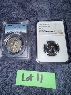 1938-D PCGS VF20 and 1(contact info removed) D 25 cent Revolutionary war MS 66
